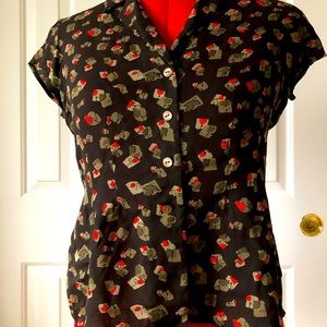 Jones New York | VINTAGE Women’s Silk Button-Down Short Sleeve Top